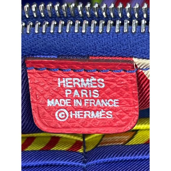 Hermès Silk-In Long Zip Wallet Red Epsom Leather Belt Strap Print Luxury Silk - Picture 2 of 16